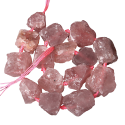 Grosse perle brute en quartz rose fraise 2/3cm
