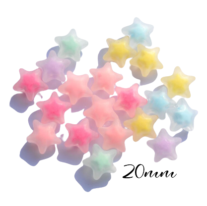 5 perles étoile en acrylique coloré et transparent 20x20x11mm