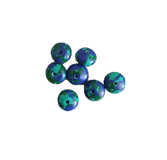 5 perles rondelle en howlite bleu et vert 7,5x5mm