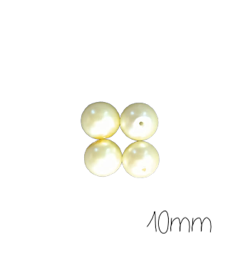 5 perles rondes en verre nacré jaune clair 10mm