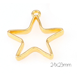 Support de pendentif étoile pour résine UV époxy en métal doré 21x23mm
