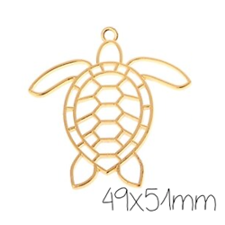 Support de pendentif tortue marine pour résine UV époxy en métal doré 39x41mm