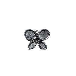 Breloque papillon en métal argenté prête à personnaliser 24x20mm