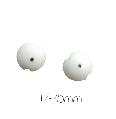 2 perles bombées Oeil de la Chance en céramique matte blanche 15x9mm