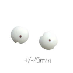 2 perles bombées Oeil de la Chance en céramique matte blanche 15x9mm