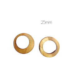 2 perles anneaux ronds en nacre marron clair 25mm