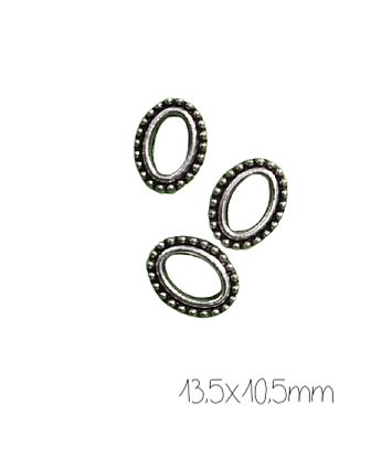 5 perles ovales en métal argenté 13,5x10,5mm
