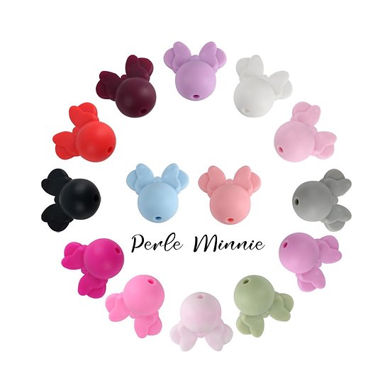 Perle Minnie / tête de souris en silicone 20x22mm