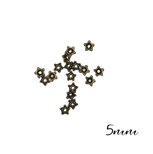 25 coupelles étoile en métal couleur bronze 5mm