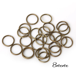 25 anneaux ouverts en métal couleur bronze 8mm