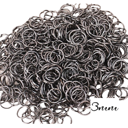50 anneaux en métal argenté anthracite 3mm