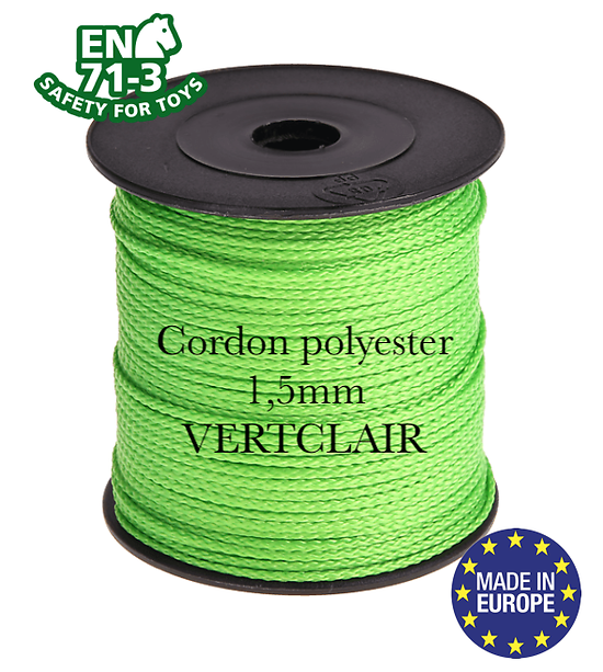 Fil / Cordon / Cordelette polyester pour attache-tétine 1,5mm - VERT CLAIR