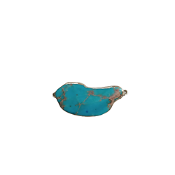 Connecteur en pierre teintée turquoise marbré et serti doré 47x21x6mm