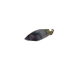Pendentif pointe en pierre d'améthyste vert-violet, serti doré 36x12mm