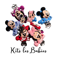 Kit 2 pièces bébé Minnie ou bébé Mickey en couleur en silicone alimentaire sans BPA