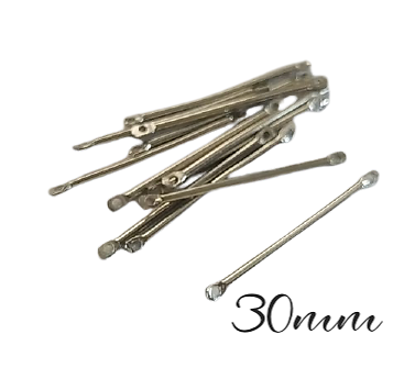 10 connecteurs tiges en métal argenté 30mm