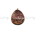 Grand pendentif ovale en pierre reconstituée brun/rouge et serti doré 50x35x5mm