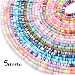 Brin de perles rondelles Katsuki / heïshi multicolores en polymère 5mm - 45cm soit environ 400 perles - roses