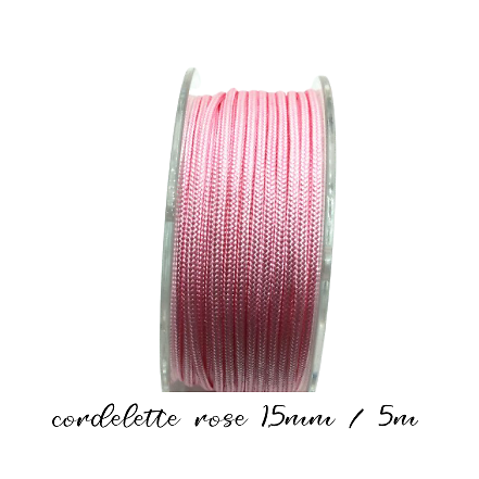 Fil / Cordon / Cordelette polyester 1,5mm - ROSE - par coupon de 5m