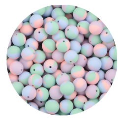 Perle ronde en silicone éclats de couleurs pastels 12mm