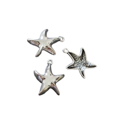 2 breloques étoile de mer dodue en métal argenté 25x20mm