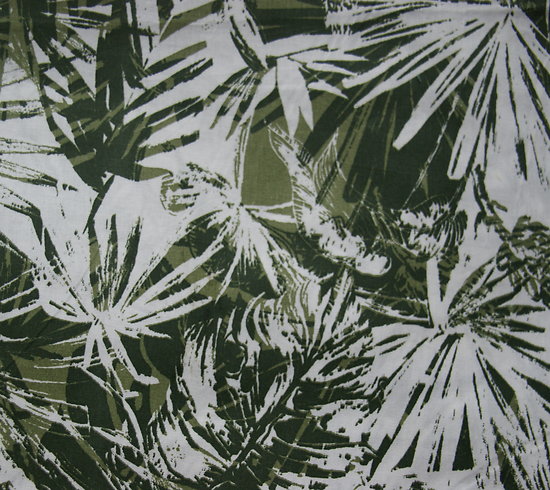 Feuillage tropical en vert kaki et blanc