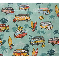 Vans et surf, fond palmier, esprit vintage Hawaï, fond mint