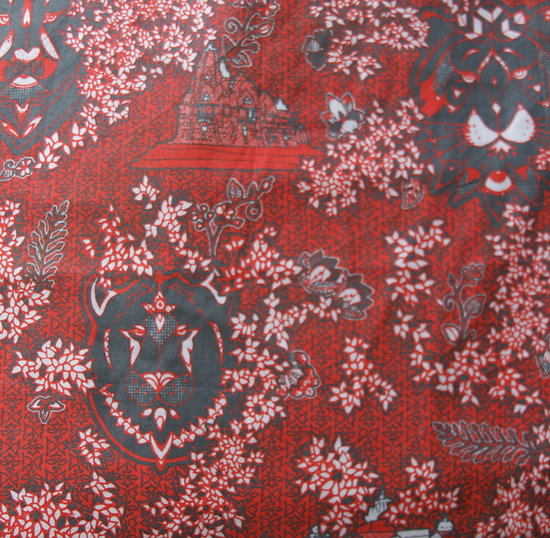 Tigres et fleurs de cerisiers, fond rouge, esprit japonisant