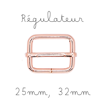 Régulateur ou boucle coulissante pour sangle en métal doré rose 25mm, 32mm