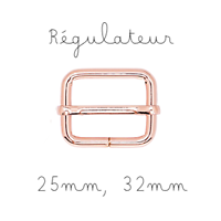 Régulateur ou boucle coulissante pour sangle en métal doré rose 25mm, 32mm