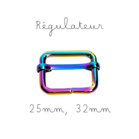 Régulateur ou boucle coulissante pour sangle en métal rainbow 25mm, 32mm