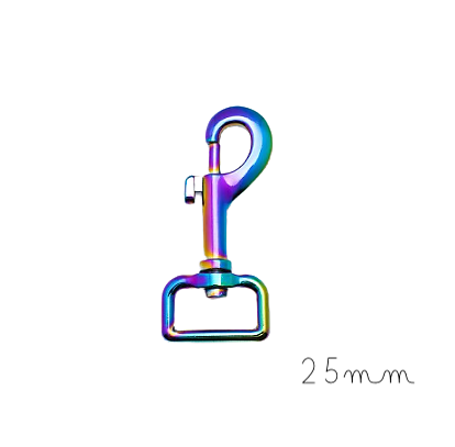 Grand mousqueton pour bagagerie en métal couleur rainbow 25mm / 29x76mm