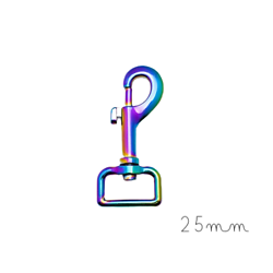 Grand mousqueton pour bagagerie en métal couleur rainbow 25mm / 29x76mm