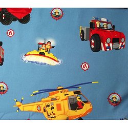 Drap de maternelle / serviette de cantine en coton  - imprimé Sam le Pompier