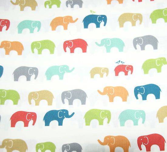 Petits éléphants multicolores, fond ivoire
