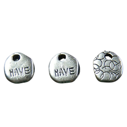 4 breloques étiquette "HAVE" en métal argenté 12x15mmm
