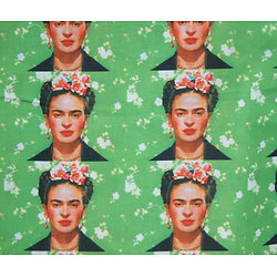Portrait photographié de Frida Kahlo, fond vert