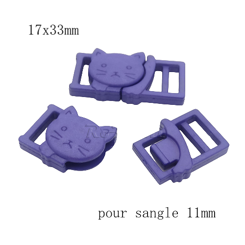 Boucle à clipser chat - violet 17x33mm pour sangle 11mm