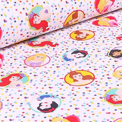 Drap de maternelle en coton  - imprimé Princesses Disney / pois multicolores