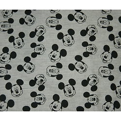 Têtes de Mickey en noir, fond gris chiné