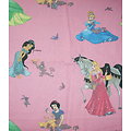 Serviette de cantine en coton  - imprimé Princesses Disney scintillantes, fond rose