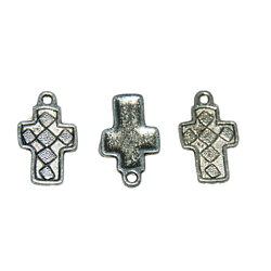 3 breloques croix en métal argenté 13x21mm