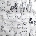 Serviette de cantine en coton  - imprimé Roi Lion / Simba et ses amis en noir et blanc