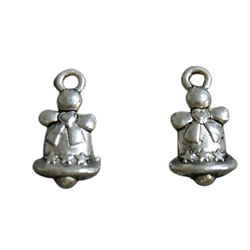 2 breloques cloche de Pâques décorée en métal argenté 9x17mm