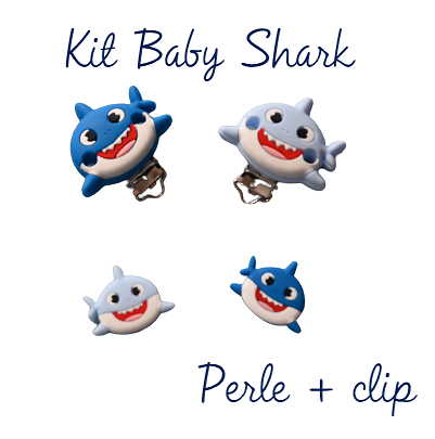 Kit / perle Baby Shark en silicone alimentaire sans BPA