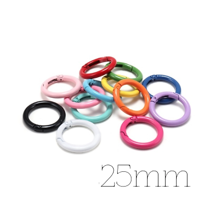 Fermoir-anneau type mousqueton couleur 25mm