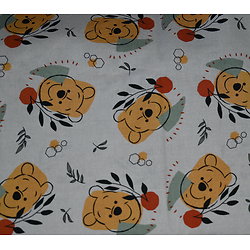 Serviette de cantine en coton  - imprimé Winnie l'Ourson en gris clair et multicolore