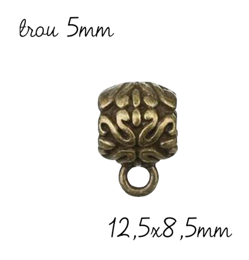 2 bélières fleuries en métal couleur bronze 12,5x8,5mm