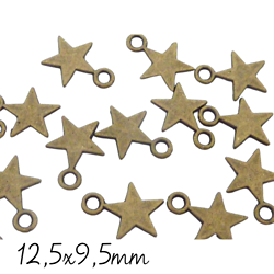 5 breloques étoile fine en métal couleur bronze 12,5x9,5mm