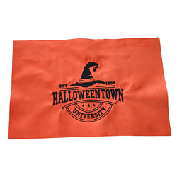 Coupon brodé "Halloweentown University" sur suédine orange 25x40cm